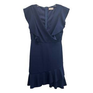 Altar's State Women Navy Blue Surplice Neck Mini Dress Size M Fit And Flare